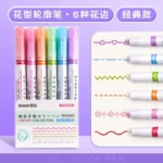 3/6/8 PCS Line Shaped Highlighter Roller Tip Curve Liner Marker Pen Kawaii Graffiti Pen Korean Stationery School Office Supplies