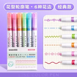 3/6/8 PCS Line Shaped Highlighter Roller Tip Curve Liner Marker Pen Kawaii Graffiti Pen Korean Stationery School Office Supplies
