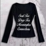 Retro Y2k Women's T-shirt with double-sided letter print pattern long sleeved T-shirt Harajuku Aesthetic Street American Emotion
