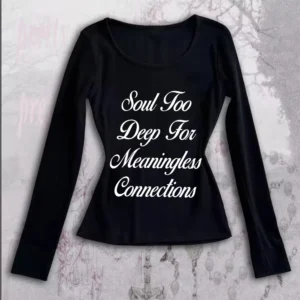 Retro Y2k Women's T-shirt with double-sided letter print pattern long sleeved T-shirt Harajuku Aesthetic Street American Emotion