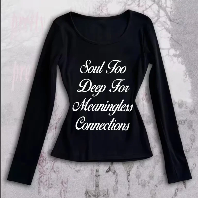 Retro Y2k Women's T-shirt with double-sided letter print pattern long sleeved T-shirt Harajuku Aesthetic Street American Emotion