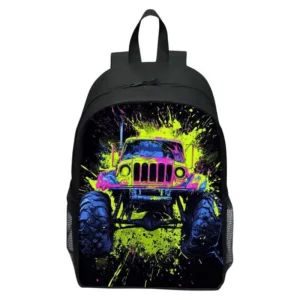 Children's backpack printed monster truck, elementary school backpack, boys' and girls' backpack