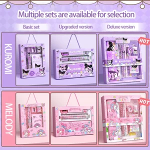 Cartoon Kuromi Melody School Supply Set with Pencil Case Crayons Safety Scissors for Kids Back To School Essentials Gift Box - Image 3