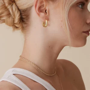14K Gold Plated Sterling Silver Post Small Chunky Hoops Earrings Thick Lightweight Hoop Earrings for Women Jewelry Gifts - Image 4