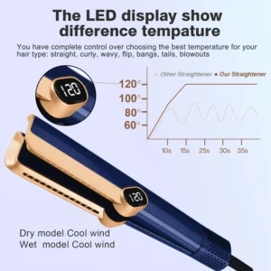Multi Styler 2in1 LCD Display Hair DryerWet and Dry Hair Straightener Ion Portable Air Styling Hair Straighten - Image 5