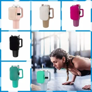 Mini Neoprene Water Bottle Pouch with Adjustable Strap Solid Color Bottle Bag Storage Sleeve for Stanely Tumblers Mugs Cups - Image 5