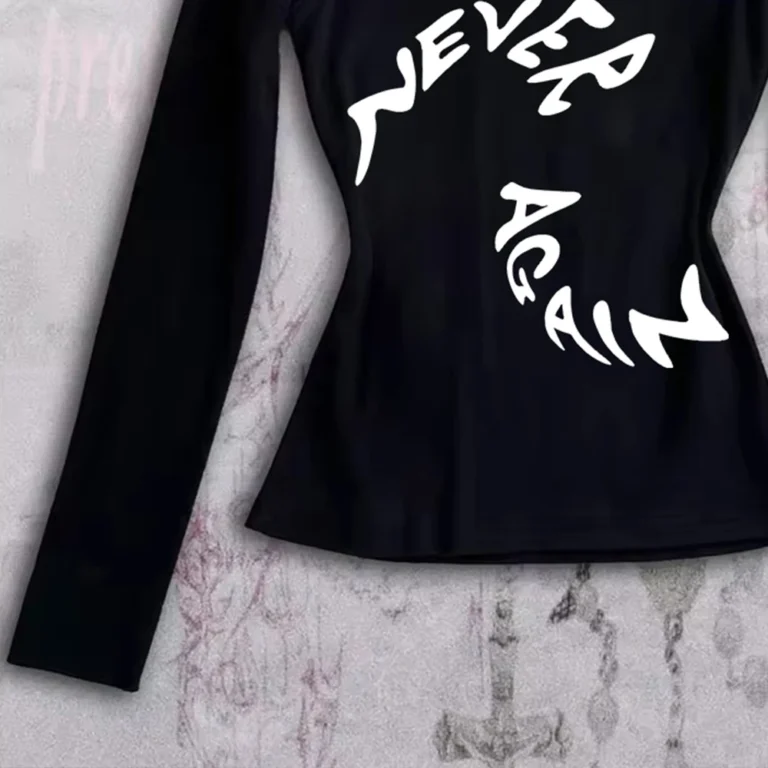 Gothic Vintage Punk Emo Girls Long tee Sleeve Sexy leisure Letter Printing Y2K Streetwear women loose and comfortable tops - Image 3