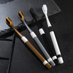 2 Sets Of Bamboo Charcoal Toothbrushes Ultra-Fine Soft Bristle Cleaning, Family Outfit Couple Adult Fine Bristle Toothbrush Set - Image 2