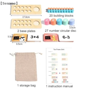 Wooden Ten Grid Arithmetic Sensation Educational Toys Subtraction Counting Board Montessori Math Tools for Children Learning byH - Image 5