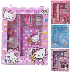 6PCS/Set Sanrio Hello Kitty Kuromi Stationery Set School Gifts With Pencil Pen Sharpener Eraser Notebook Ruler