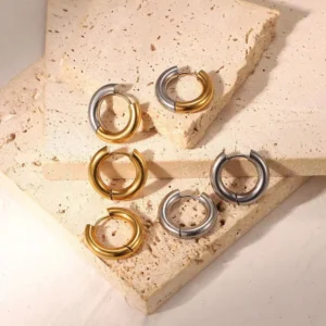 Geometry Simplicity Circle Hoop Earrings For Men Women's Stainless Steel Hip Hop Gold Color Fashion Jewelry Gift KAE163 - Image 4