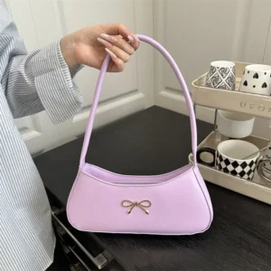 French Style Butterfly Knot Single Shoulder Commuter Bag Simple Fashion New Arrival Underarm Bag Versatile Soft Polyester Lining