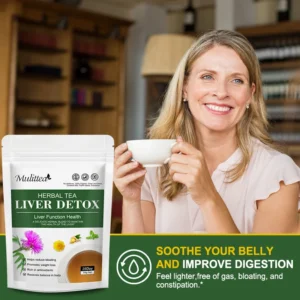 Mulittea 42day Detox Liver Tea for Improve Liver Function Clean the Lungs Treat Sore Throat & Bad Breath Protect Liver Health - Image 3