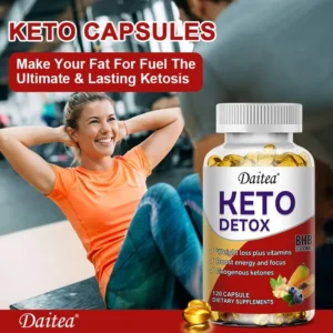 Daitea Keto Capsules - To Boost Immunity, Provide Energy and Focus | Natural Energy Production, Non-GMO, 120 Capsules