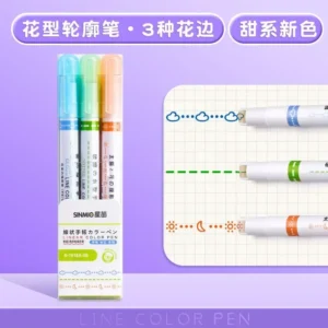 3/6/8 PCS Line Shaped Highlighter Roller Tip Curve Liner Marker Pen Kawaii Graffiti Pen Korean Stationery School Office Supplies - Image 6