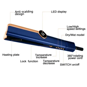 Multi Styler 2in1 LCD Display Hair DryerWet and Dry Hair Straightener Ion Portable Air Styling Hair Straighten - Image 6