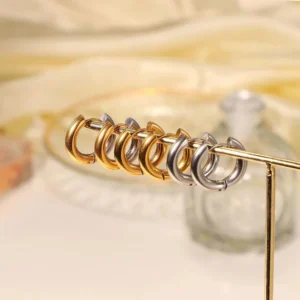Geometry Simplicity Circle Hoop Earrings For Men Women's Stainless Steel Hip Hop Gold Color Fashion Jewelry Gift KAE163 - Image 5