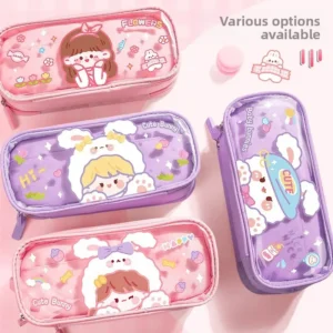 Large Capacity Double Layer Window School Bag Pencil Case for Girls Stationery Bag Kawaii Oxford Cloth Material Chinese Origin - Image 4