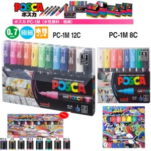 uni POSCA Assorted Colors Markers,7/8/12/16 Colores Drawing Set Permanent&Opaque Pigment Ink for Artists,Kids&Craft Projects Art