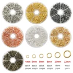 About 1000Pcs 6 Different Sizes Open Jump Rings,4mm 5mm 6mm 8mm 10mm 12mm with 1Pc Jump Ring Open/Close Tool for DIY Crafts Gift