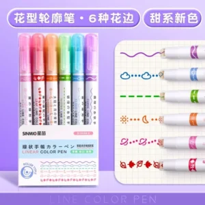 3/6/8 PCS Line Shaped Highlighter Roller Tip Curve Liner Marker Pen Kawaii Graffiti Pen Korean Stationery School Office Supplies - Image 3