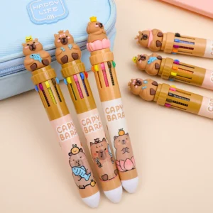 10 Colors Retractable Ballpoint Pen Capybara 0.5mm Colorful Ink Gel Pens Silicone Kawaii Pens School Office Supplies Stationery - Image 3