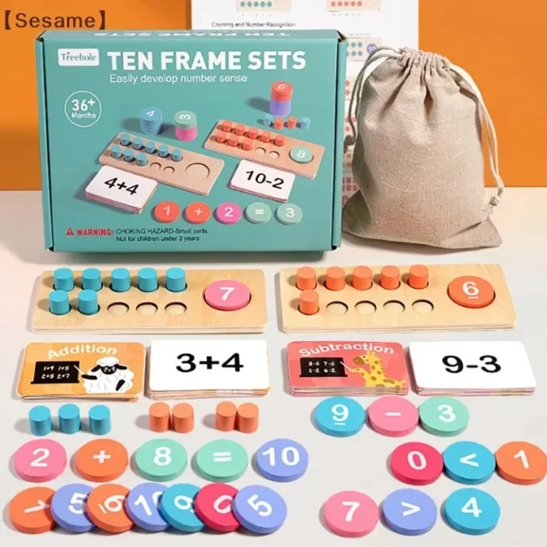Wooden Ten Grid Arithmetic Sensation Educational Toys Subtraction Counting Board Montessori Math Tools for Children Learning byH
