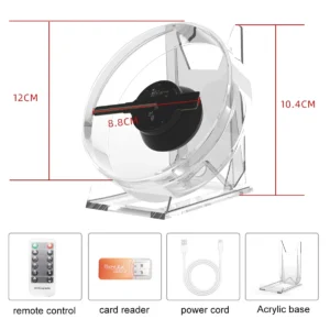 3D Hologram Projector Fan Desktop Remote Control Advertising Lights With Audio Playback With Transparent Cover Holographic Fan - Image 2