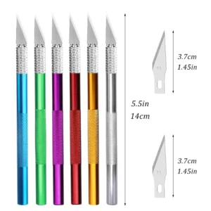Fniiva Engraving Cutter with 5pcs Blade Metal Handle Craft Carving Sculpture Paper Non-Slip Knife DIY Repair Hand Leather Tools - Image 2