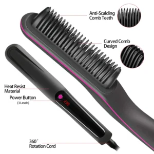 Multifunctional Hair Straightener Brush Negative Ion Anti-Scalding Styling Tool Fast Heating Straightening Brush Hot Comb - Image 6
