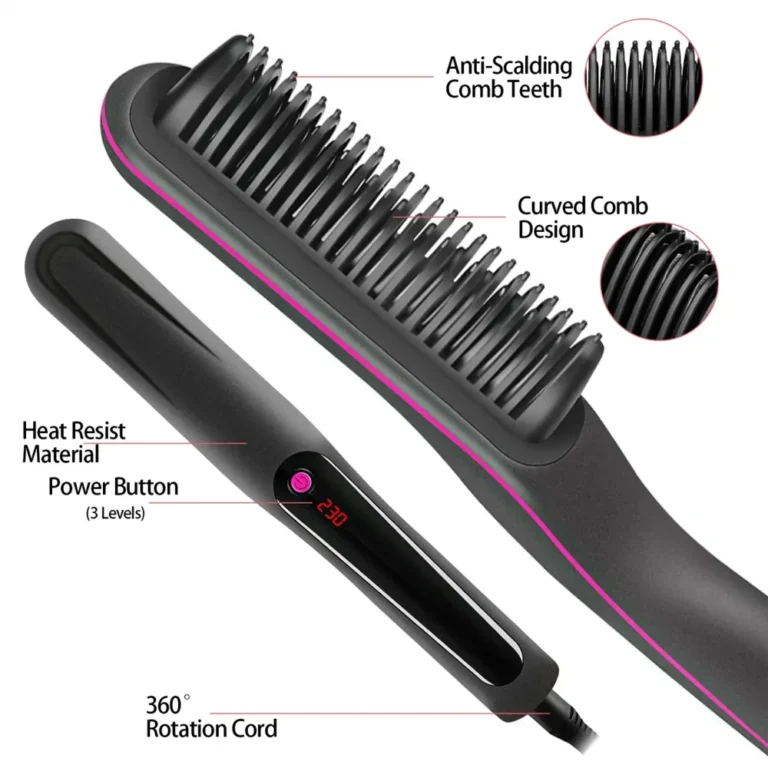 Multifunctional Hair Straightener Brush Negative Ion Anti-Scalding Styling Tool Fast Heating Straightening Brush Hot Comb - Image 6