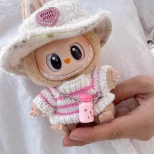 For Labubu V1 V2 Idol Cute Doll Clothes Fashion Sweater Outfit Accessories Sitting Party Pink White - Image 2