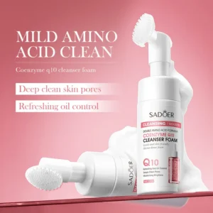 SAODER Q10 Vitamin C Facial Cleanser Face Wash Foam Facial Cleansing Mossee Moisturizing Brightening Facial Skin Care Products - Image 2