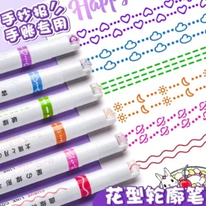 3/6/8 PCS Line Shaped Highlighter Roller Tip Curve Liner Marker Pen Kawaii Graffiti Pen Korean Stationery School Office Supplies - Image 4