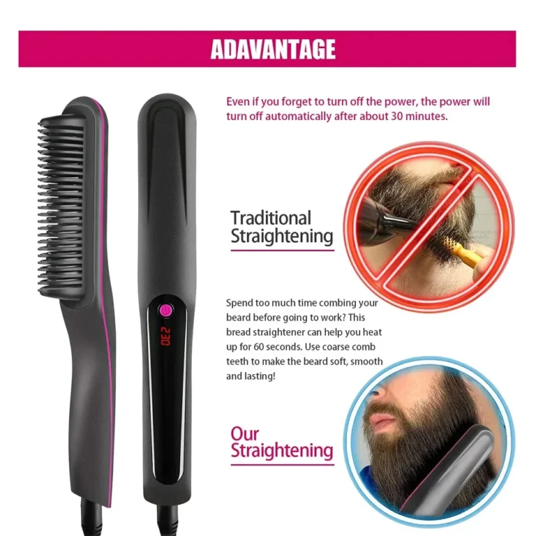 Multifunctional Hair Straightener Brush Negative Ion Anti-Scalding Styling Tool Fast Heating Straightening Brush Hot Comb - Image 3