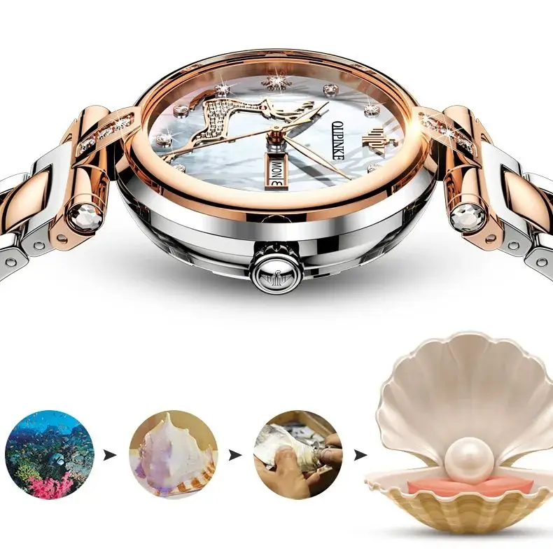 OUPINKE 3180 Women Mechanical Watch Rose Gold Luxury Elegant Diamond Watch Brand Original Dress Bracelet Women Watch Gift Box - Image 5