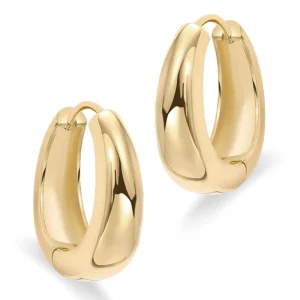14K Gold Plated Sterling Silver Post Small Chunky Hoops Earrings Thick Lightweight Hoop Earrings for Women Jewelry Gifts