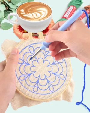 Punch Needle Coasters Kit for Beginners Adults 6pcs plant Pattern Embroidery Punch Needle Kits Tufted Rug Punch Decoration - Image 2
