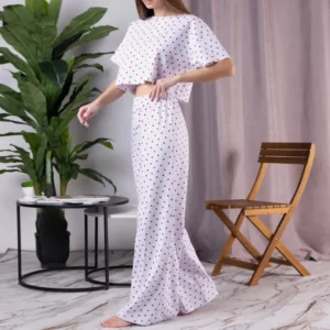 2025 Spring-Summer Heart Print Pajama Set Women Short Sleeve & Cropped Pants 2PC Breathable Loungewear Lightweight Home Outfit - Image 3