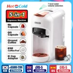 Cafelffe 5 in 1 Capsule Coffee Machine Fit Dolce gusto Nespresso Capsule ESE Pod Ground Coffee K-cup 19Bar Hot/Cold,gift-giving