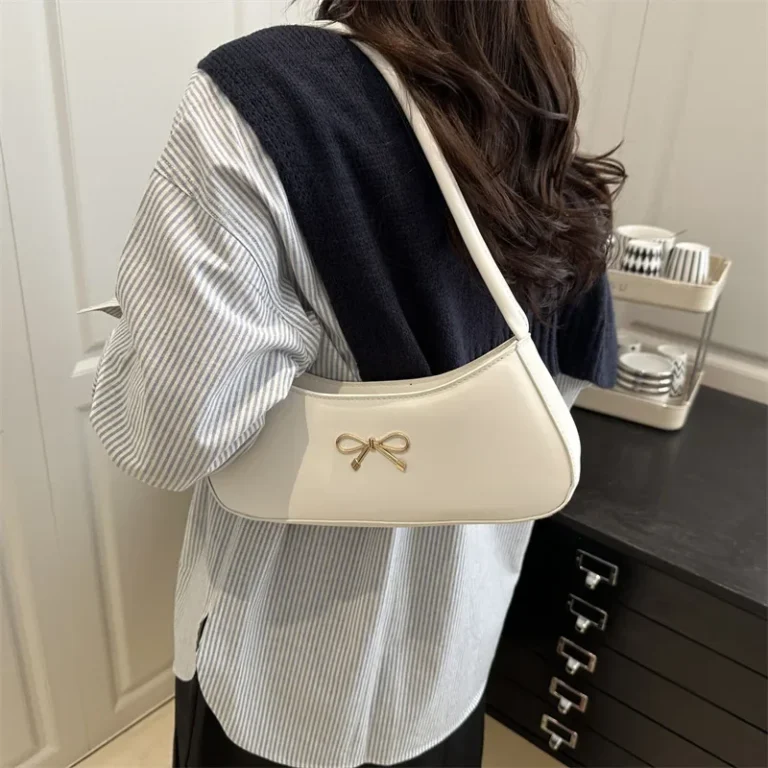 French Style Butterfly Knot Single Shoulder Commuter Bag Simple Fashion New Arrival Underarm Bag Versatile Soft Polyester Lining - Image 3