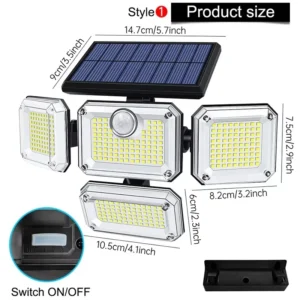 122/333LED Solar Lights Outdoor Motion Sensor Human Induction 3 Modes IP65 Waterproof Solar Power Garage Yard Corridor Wall Lamp - Image 5