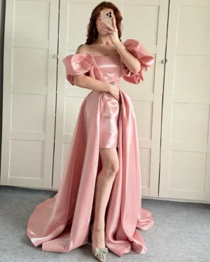 Customized Fashion Evening Dress Taffeta Fabric Off Shoulder Pink Prom Gowns Wedding Birthday Party Multi Occasion Dresses Long - Image 5