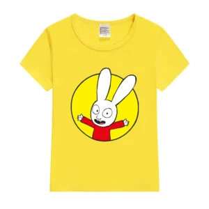 Simon Kids T-Shirt Rabbits Print T-Shirts Summer Boy And Gir Tops Tees Cute Summer 2023 T Shirt Children Fashion Tops - Image 5