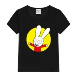 Simon Kids T-Shirt Rabbits Print T-Shirts Summer Boy And Gir Tops Tees Cute Summer 2023 T Shirt Children Fashion Tops