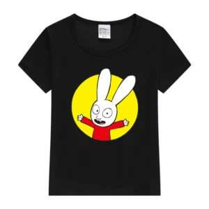 Simon Kids T-Shirt Rabbits Print T-Shirts Summer Boy And Gir Tops Tees Cute Summer 2023 T Shirt Children Fashion Tops