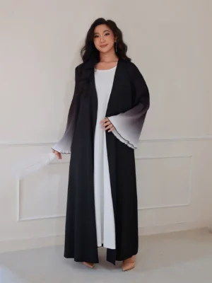 Elegant Abaya Muslim Flare Sleeve Casual Arabian Middle-East Open Front Abayas Turkey Kaftans Women Jilbabs Islamic Maxi Dresses - Image 3
