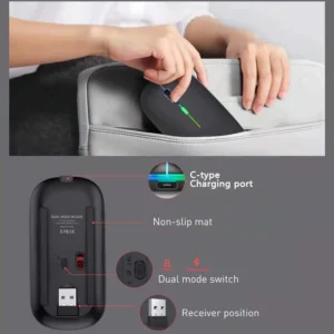 Wireless Mouse Dual Mode Bluetooth-compatible Mouse LED Rechargeable Laptop Mouse Portable Computer Mice For Laptops iPad Tablet - Image 6