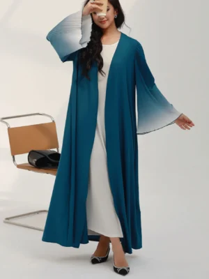 Elegant Abaya Muslim Flare Sleeve Casual Arabian Middle-East Open Front Abayas Turkey Kaftans Women Jilbabs Islamic Maxi Dresses - Image 5