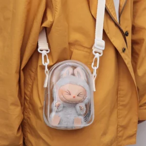 For labubu v2 transparent Sitting Party 15cm Cotton Doll Outfit Crossbody Pain Bag PVC Storage Bag Dolls Display Bag - Image 5